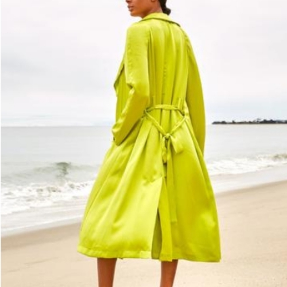 We Are Leone Tallulah Silk Trench Size S/M Acid Gr - Picture 2 of 6